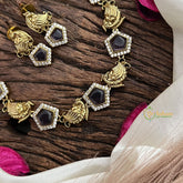 Vriksham Pentagon with Peacock Purple Short Neckpiece-G16284